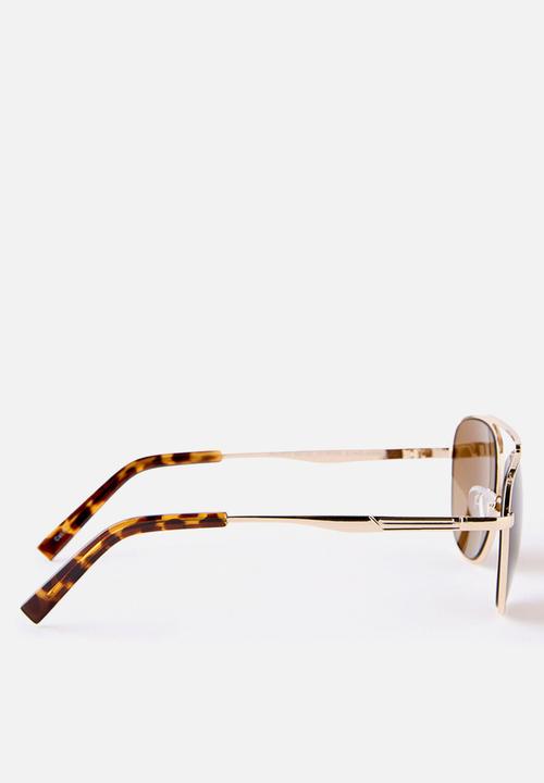 Rubi - Astrid Metal Aviator Sunglasses -Gold/Brown