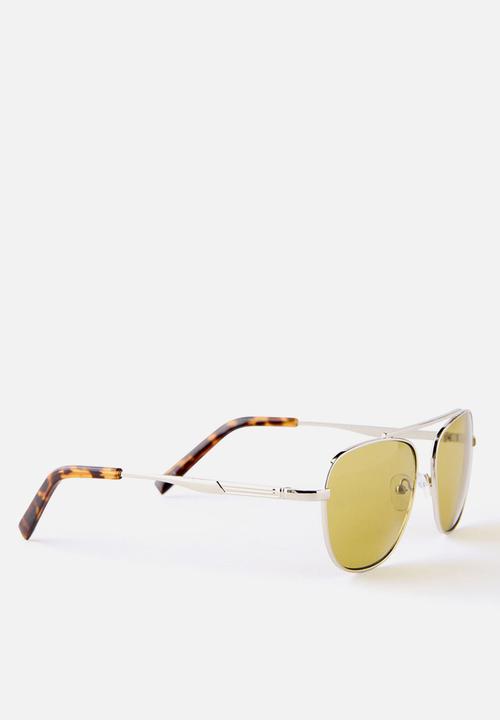 Rubi - Astrid Metal Aviator Sunglasses -Silver/Green