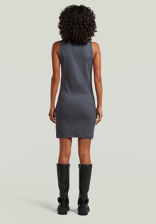 G-STAR - Hook & eye slim rib r t dress wmn - petrol