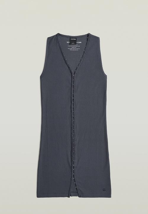 G-STAR - Hook & eye slim rib r t dress wmn - petrol