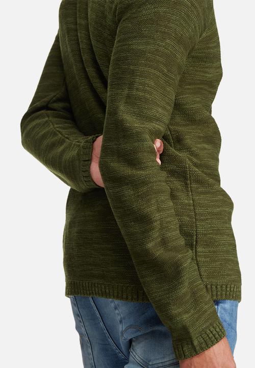 basicthread - Long zip through knit hoodie