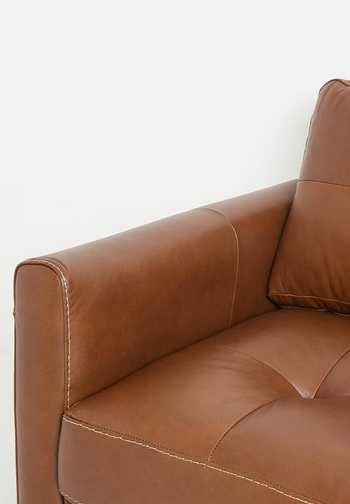 Sixth Floor - Vera Genuine Leather 3 Seater Sofa - Tan