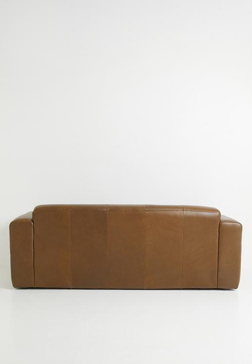 Sixth Floor - Madelaine Genuine Leather 3 Seater Sofa - Biscuit