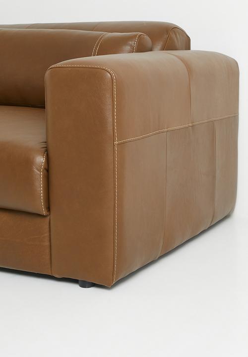 Sixth Floor - Madelaine Genuine Leather 3 Seater Sofa - Biscuit