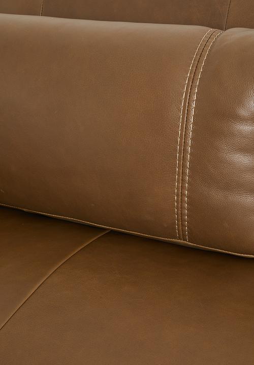 Sixth Floor - Madelaine Genuine Leather 3 Seater Sofa - Biscuit