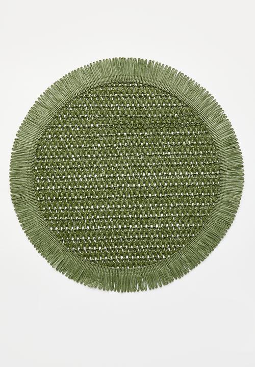 Excellent Houseware - Frilo placemat set of 4 - Olive