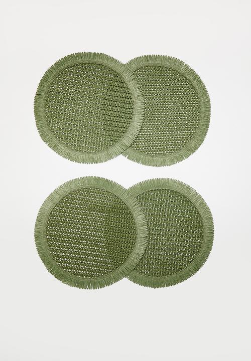 Excellent Houseware - Frilo placemat set of 4 - Olive