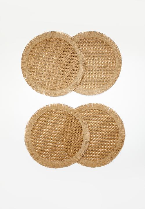 Excellent Houseware - Frilo placemat set of 4 - Tobacco