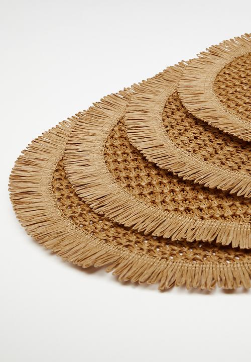 Excellent Houseware - Frilo placemat set of 4 - Tobacco