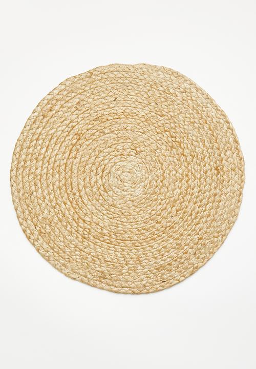 Excellent Houseware - Round Jute placemat set of 4 - Natural