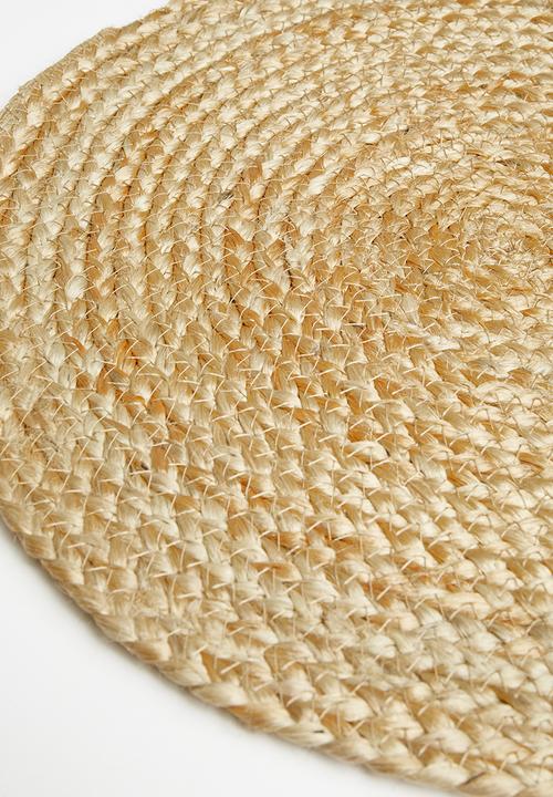 Excellent Houseware - Round Jute placemat set of 4 - Natural