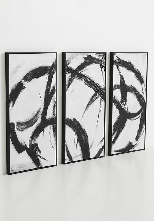 Sixth Floor - Tribus Framed Wall Art Set of 3 - Black