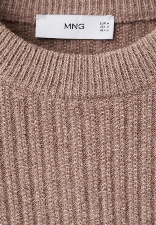 MANGO - Knitted ribbed sweater - Medium Brown
