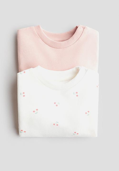 H&M - 2-Pack cotton sweatshirts - light pink/cherries