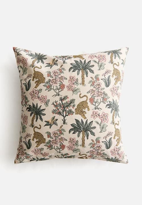 H&M - Patterned cushion cover - light beige/patterned