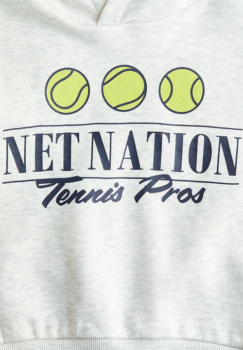 H&M - Printed hoodie - light grey/net nation