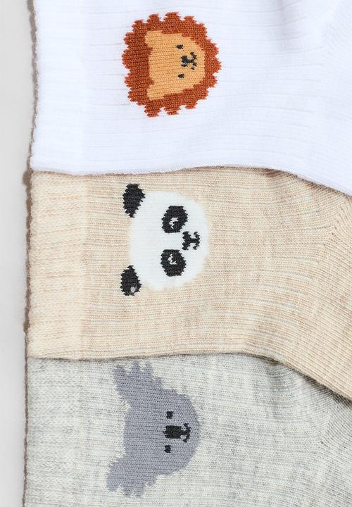H&M - 3-Pack socks - beige/animals