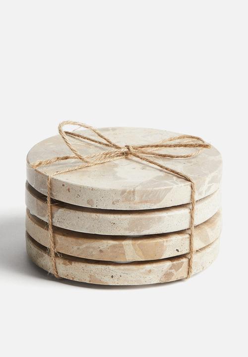 H&M - 4-pack marble coasters - beige