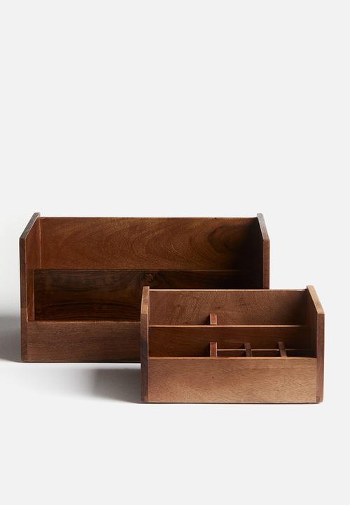 H&M - Wooden storage box - brown