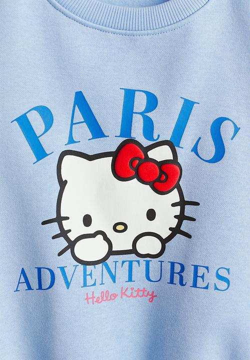 H&M - Printed sweatshirt - light blue/hello kitty