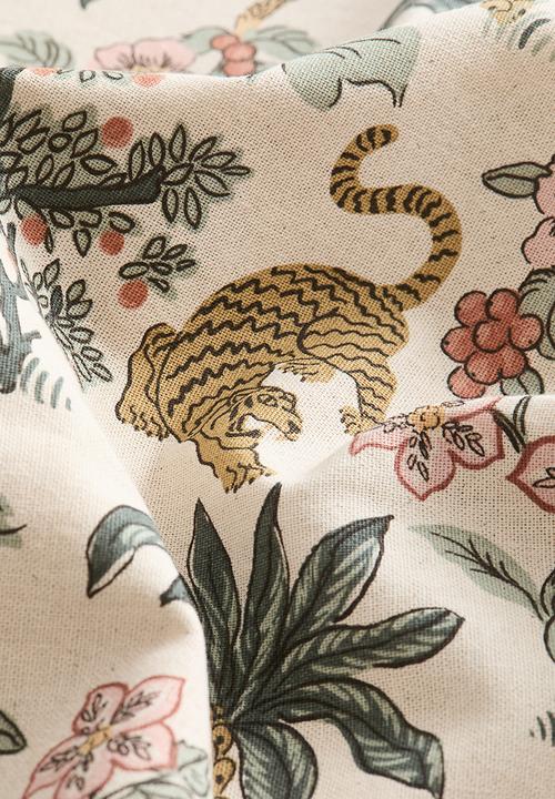 H&M - Patterned canvas cushion cover - light beige/patterned