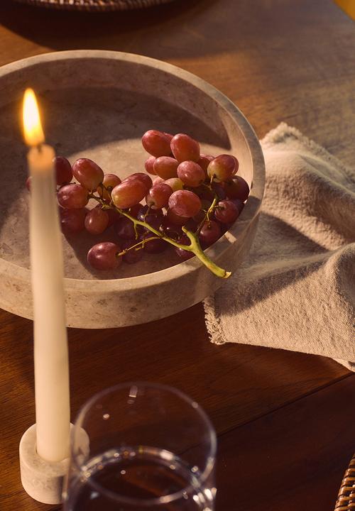 H&M - Footed marble serving bowl - beige