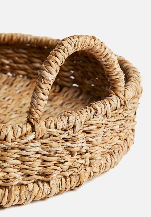 H&M - Round straw tray - beige