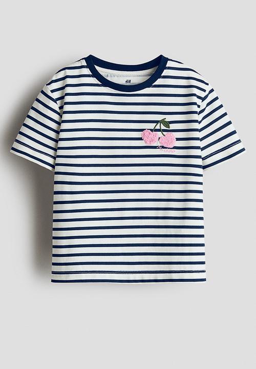 H&M - Motif-detail t-shirt - white/navy blue