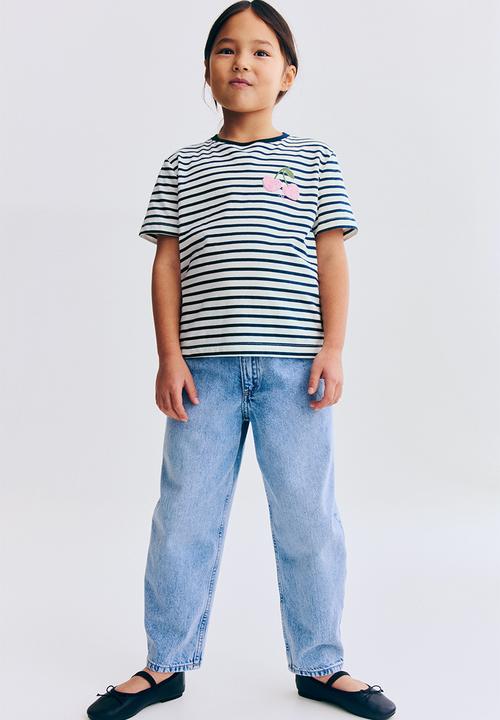 H&M - Motif-detail t-shirt - white/navy blue