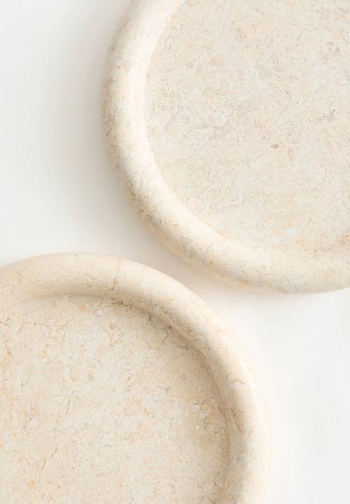 H&M - Large marble tray - light beige/marbled