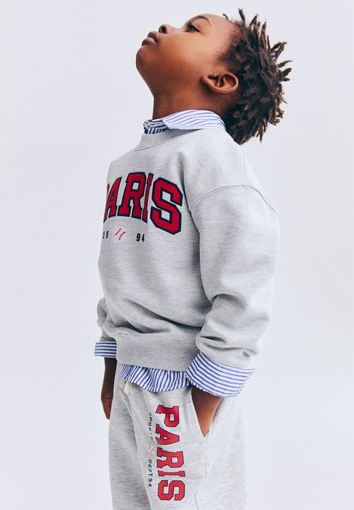 H&M - Embroidery-detail joggers - light grey marl/paris