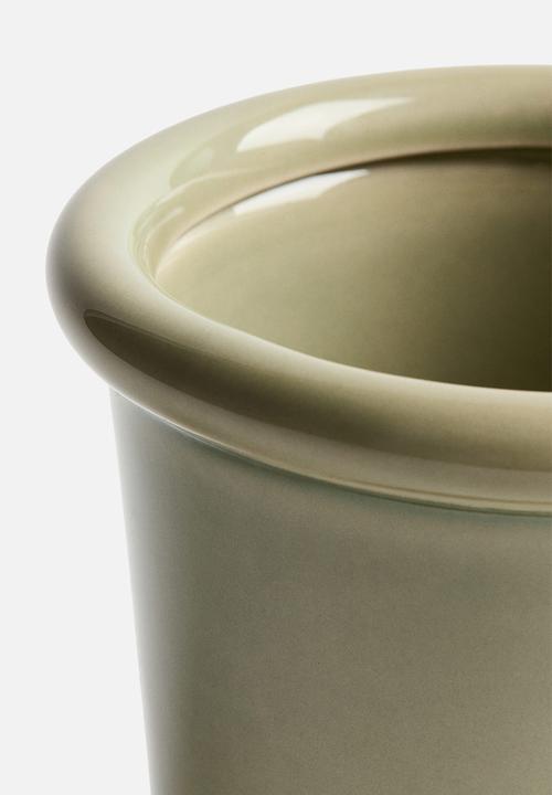 H&M - Extra-small stoneware plant pot with saucer - light green