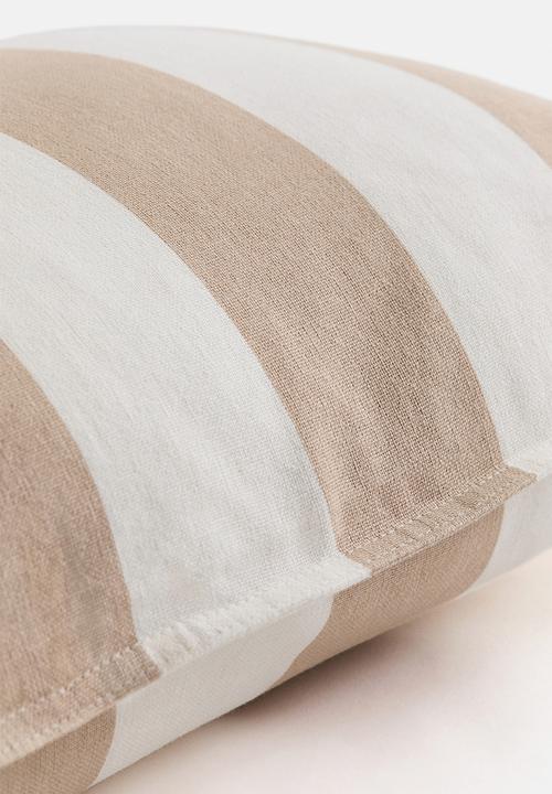 H&M - Linen-blend cushion cover - beige/white striped
