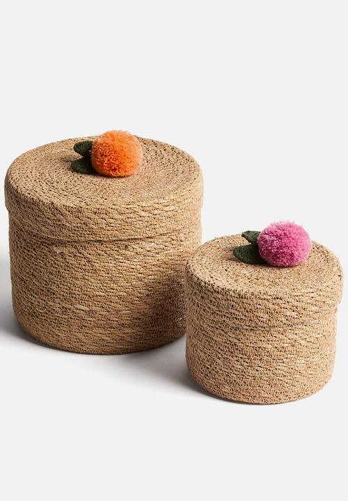 H&M - Pompom seagrass storage box - beige