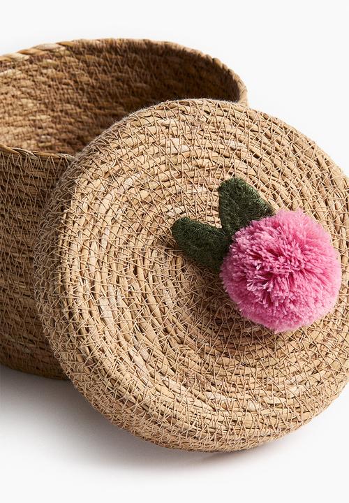 H&M - Small pompom seagrass storage box - beige
