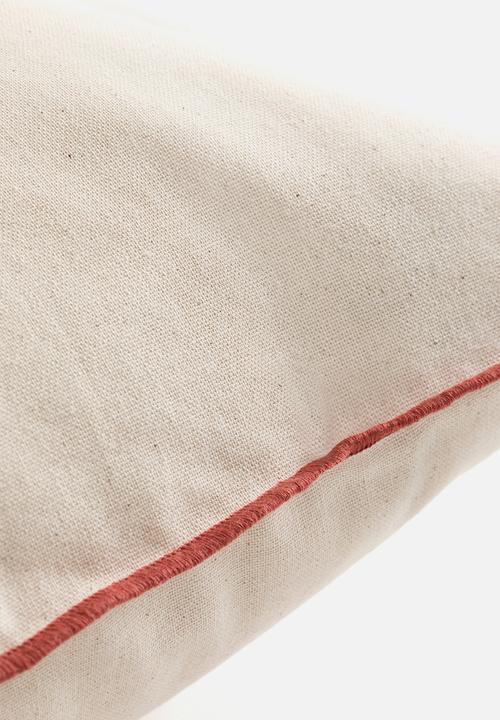H&M - Embroidery-motif cotton cushion cover - light beige/orange