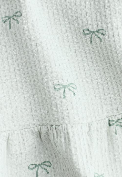 H&M - 2-Piece waffled cotton set - light turquoise/bows