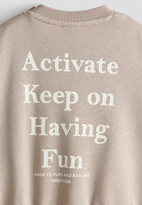 H&M - 2-Piece printed sweatshirt set - light beige/run jump play