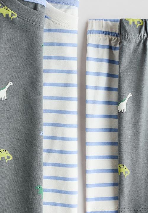 H&M - 2-Pack printed cotton pyjamas - grey/dinosaurs