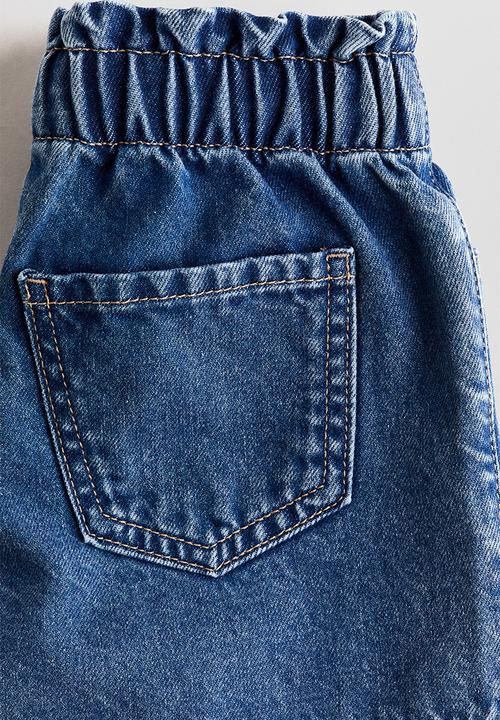 H&M - Embroidered-motif denim shorts - denim blue/cherries