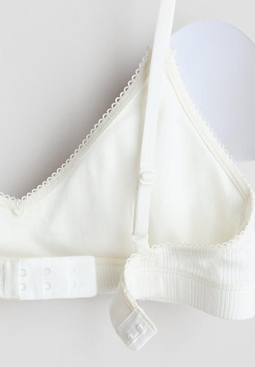 H&M - Padded cotton pointelle crop top - white