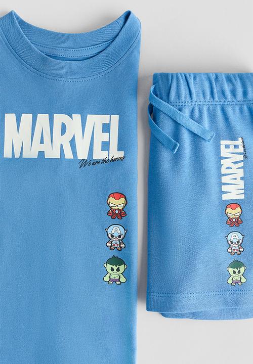 H&M - 2-piece printed jersey set - blue/marvel comics