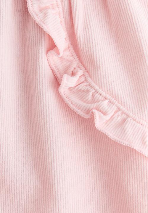 H&M - Frill-trimmed corduroy trousers - light pink