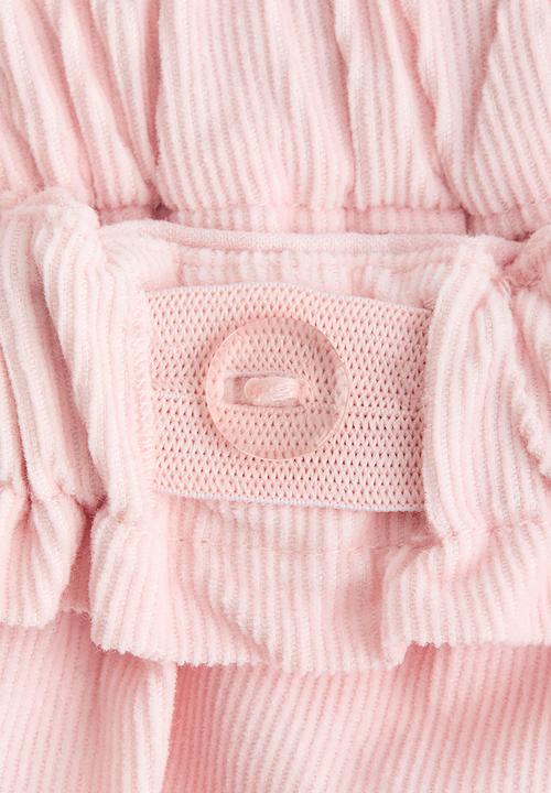 H&M - Frill-trimmed corduroy trousers - light pink