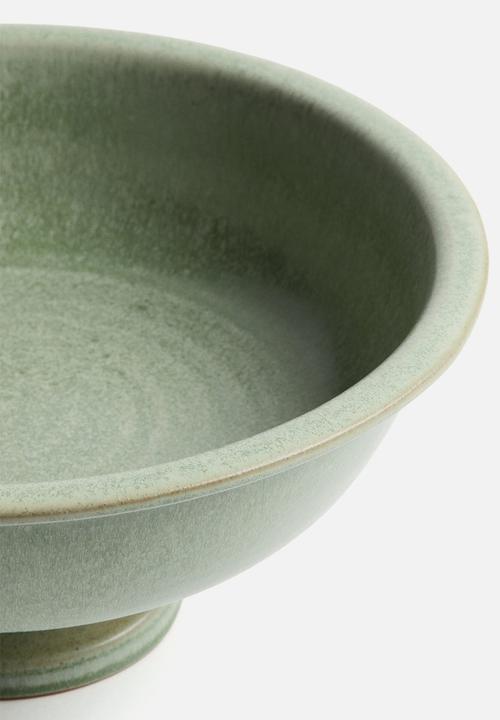 H&M - Footed stoneware serving bowl - light green