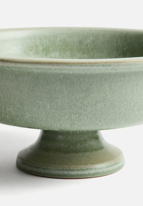 H&M - Footed stoneware serving bowl - light green