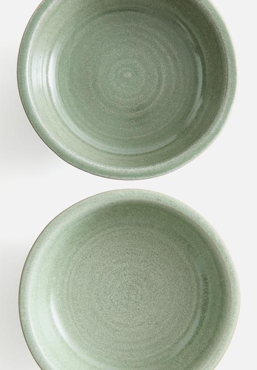 H&M - Footed stoneware serving bowl - light green