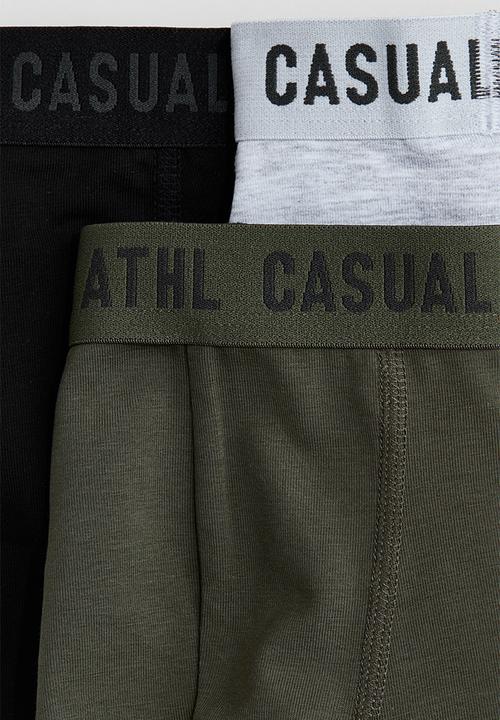 H&M - 5-Pack cotton trunks - dark khaki green/grey marl