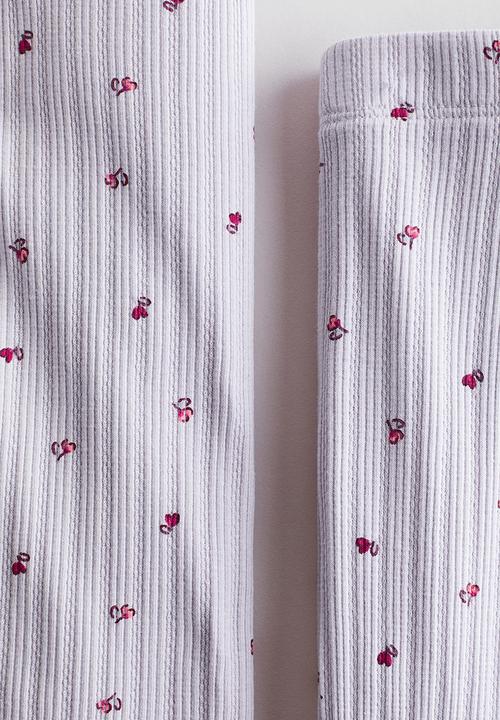 H&M - 2-Piece ribbed cotton set - lilac/floral