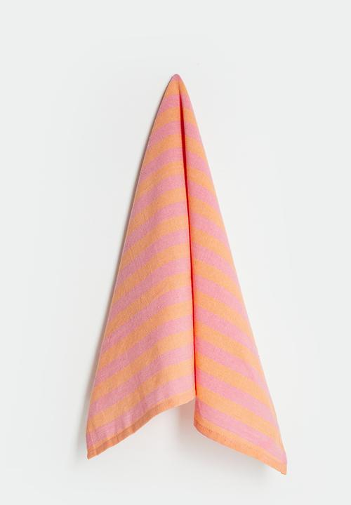 Excellent Houseware - Spring kitchen towel set of 2 - Orange & Pink 